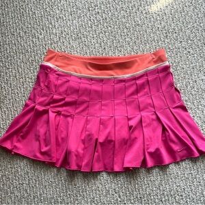 Nike Pink and Orange Pleated Tennis Skirt